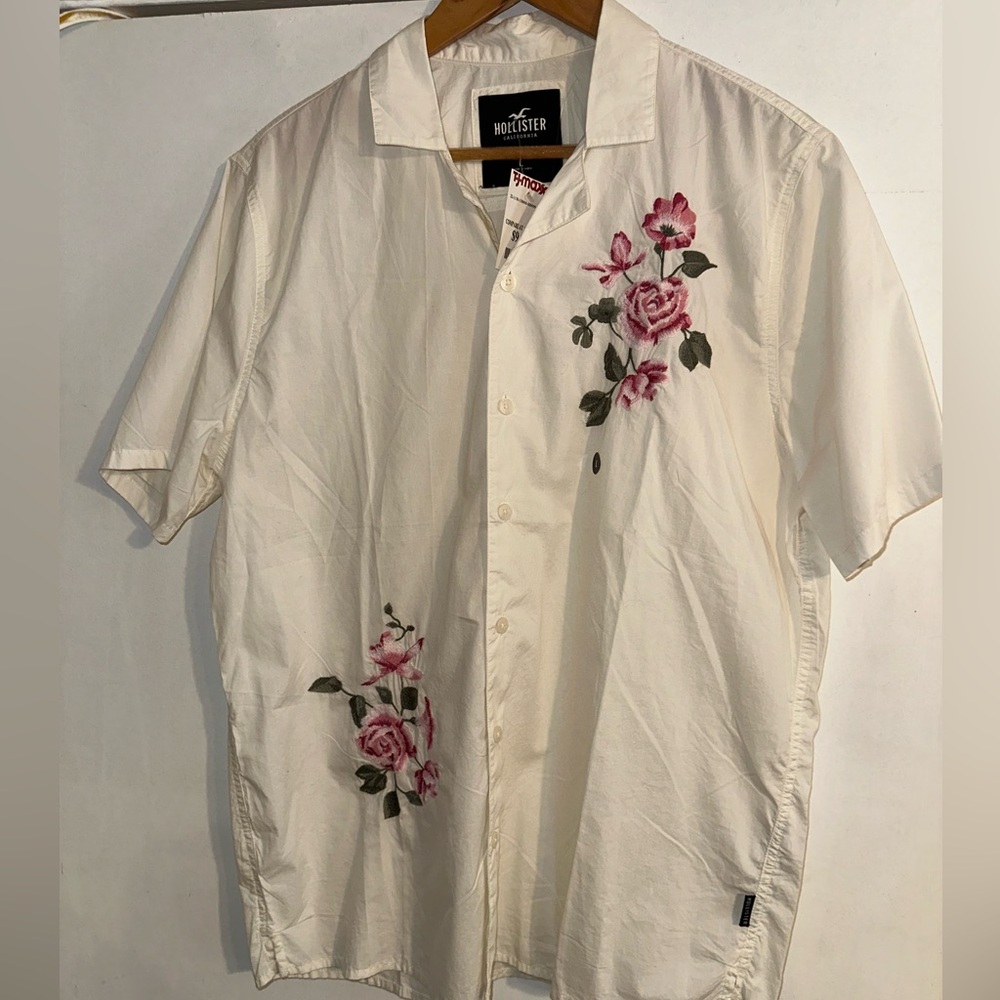 Hollister button down shirt, Large, white
